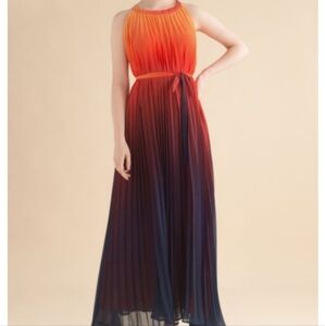 Elegant Ombre Orange and Blue Women's Maxi Dress M/L